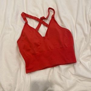 Red Free People Crop Workout Top